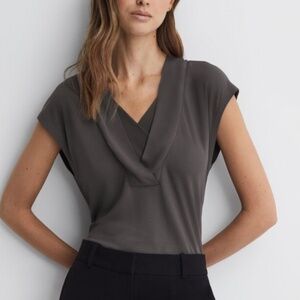 Reiss Bonnie Layered V-neck Shirt Small